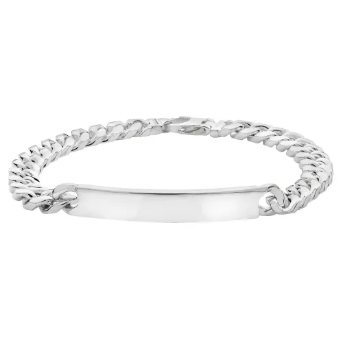 Silver Mens' Curb Bombe Id Bracelet 31.8g